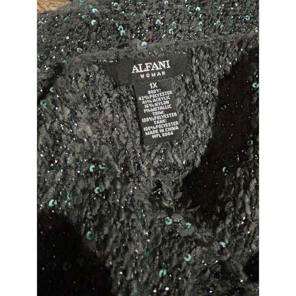 Alfani Women’s Sequined Textured Layered Look Sweater Tunic Top size 1X Holidays - Picture 9 of 9